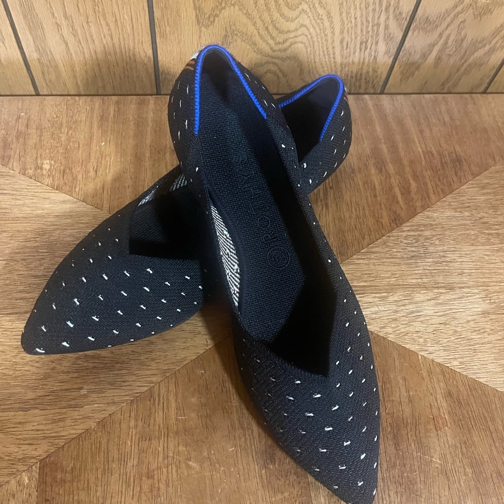 Rothy's Ivory Polka Point Black - Picture 2 of 15